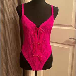 Hanky Panky After Midnight Crotchless Teddy Bodysuit Hot Pink!